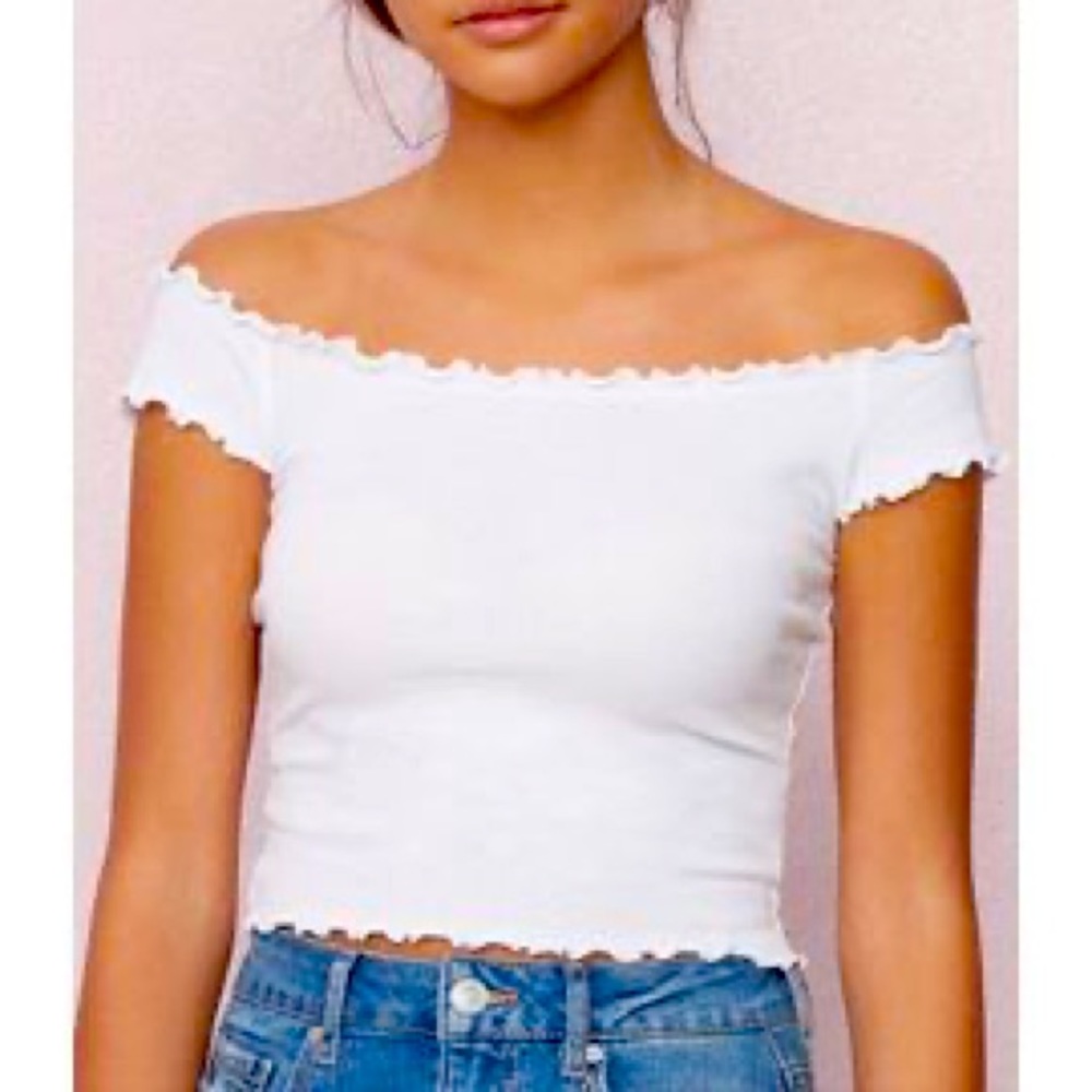 Garage off the shoulder crop top